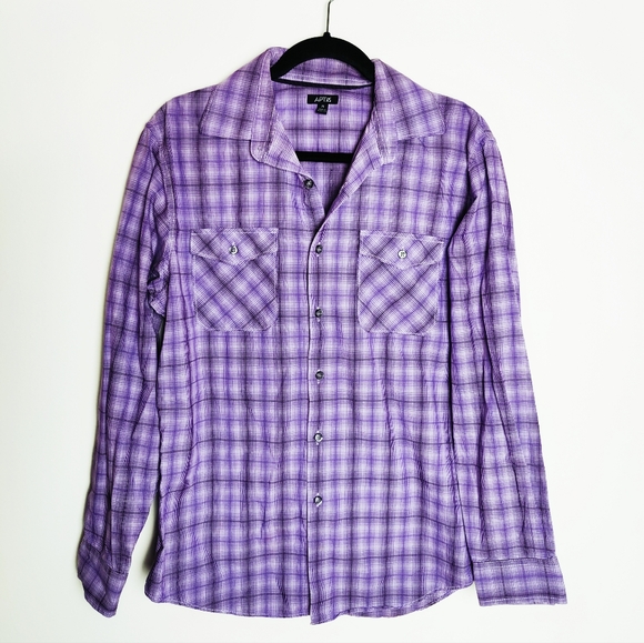 Apt. 9 Men's Purple Plaid Button Down Shirt with Front Pockets, Size M - Picture 1 of 7